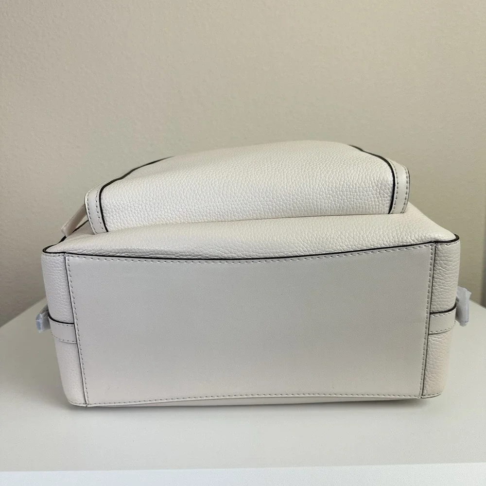 MICHAEL KORS Jaycee Large Backpack Pebbled Cream Leather Zip Multi Pocket Travel
